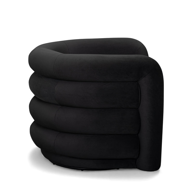 Curves Performance Velvet Swivel Accent Chair - Black