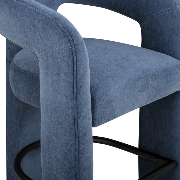 Malone Performance Chenille Stool - Blue Denim / Bar Height