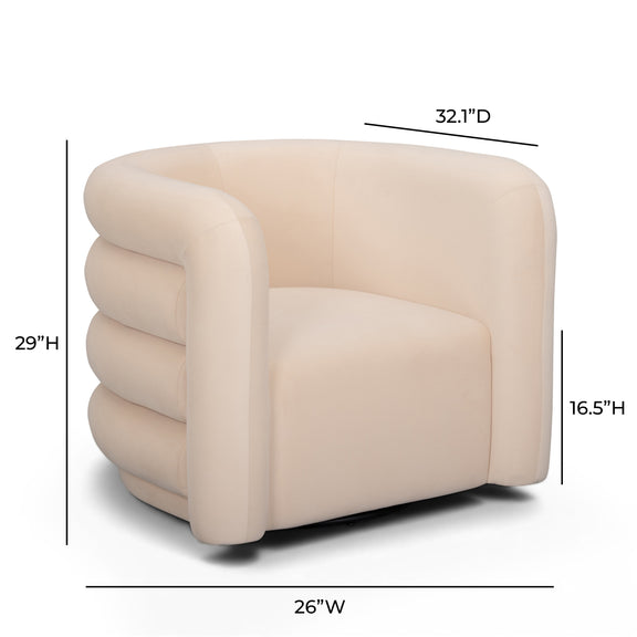 Curves Performance Velvet Swivel Accent Chair - Peach