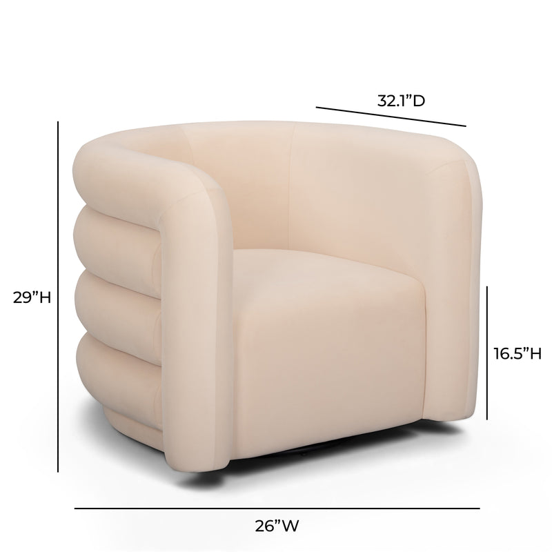 Curves Performance Velvet Swivel Accent Chair - Peach