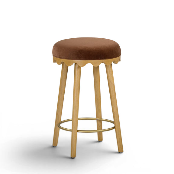 Oodle Performance Vegan Mohair Bar and Counter Stool - Bronze / Natural Ash / Counter Height
