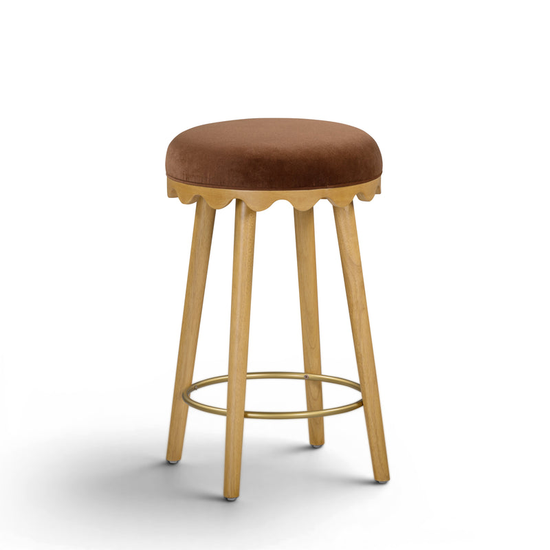Oodle Performance Vegan Mohair Bar and Counter Stool - Bronze / Natural Ash / Counter Height