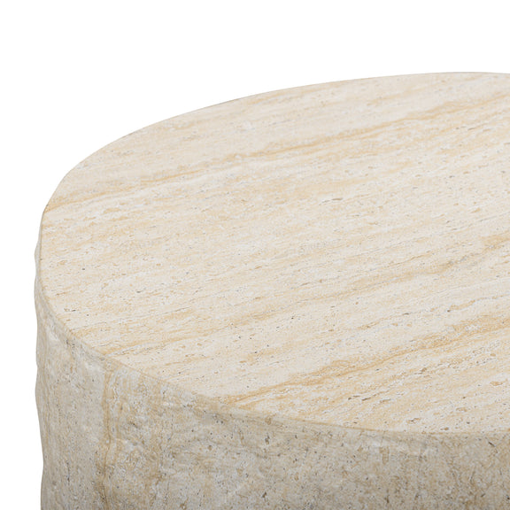Roxanne Faux Travertine Indoor/Outdoor Concrete Side Table