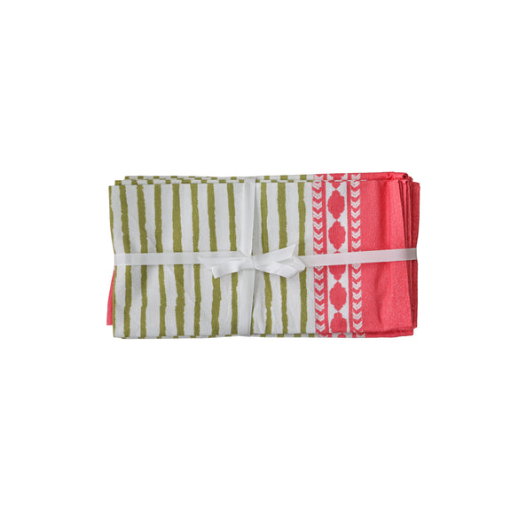 Crissy Cotton Canvas Printed Napkins - Set of 4 - Pink
