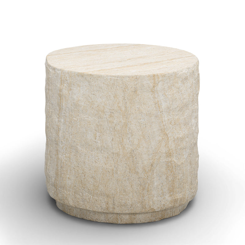Roxanne Faux Travertine Indoor/Outdoor Concrete Side Table