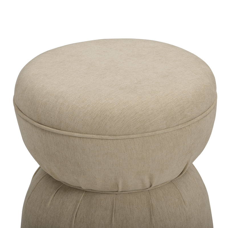 Tomlin Ruched Performance Fabric Game Ottoman - Tan