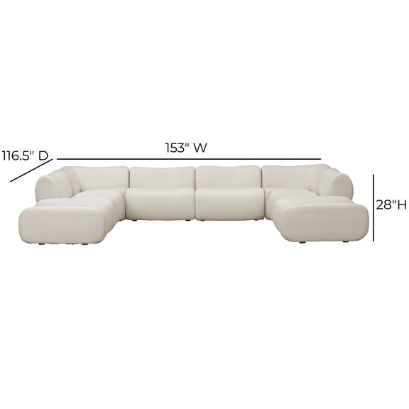 Zenith 8-Piece Contract-Grade Upcycled Fabric Modular U-Sectional - Cream