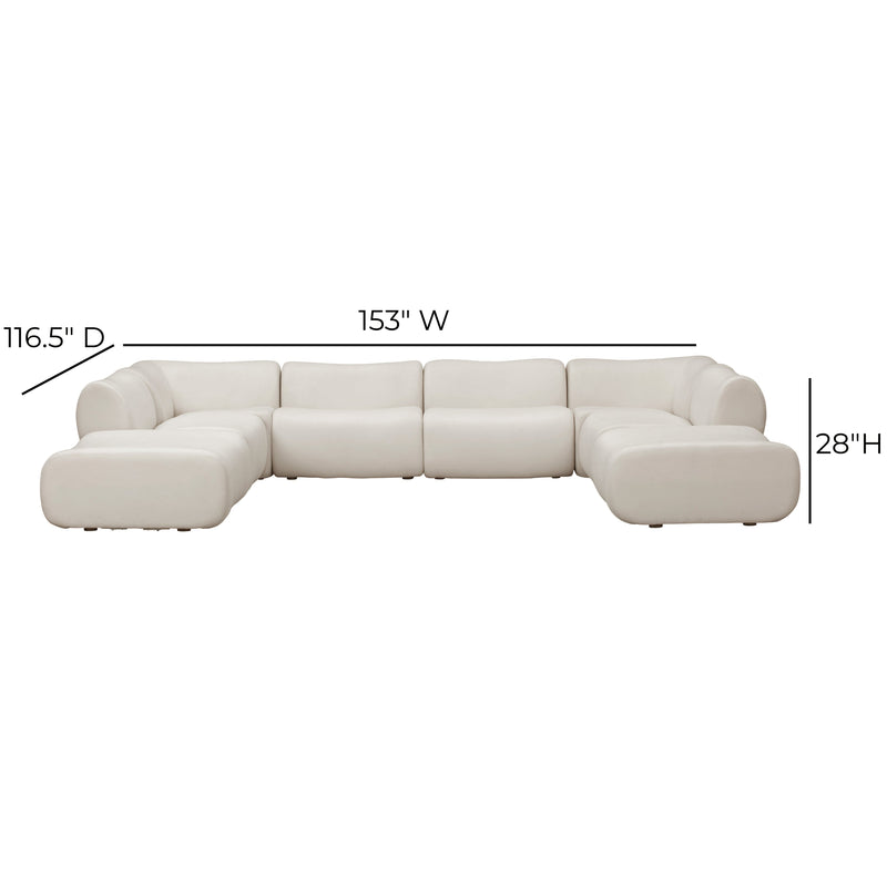 Zenith 8-Piece Contract-Grade Upcycled Fabric Modular U-Sectional - Cream
