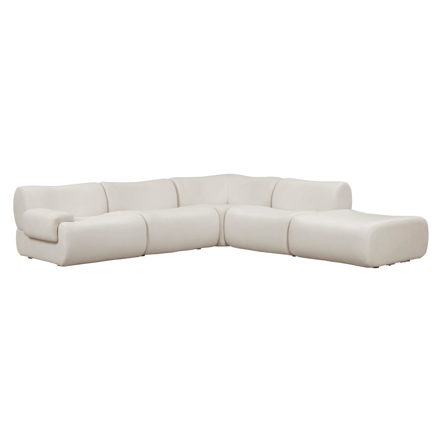 Zenith 5-Piece Contract-Grade Upcycled Fabric Modular Sectional - Cream / LAF