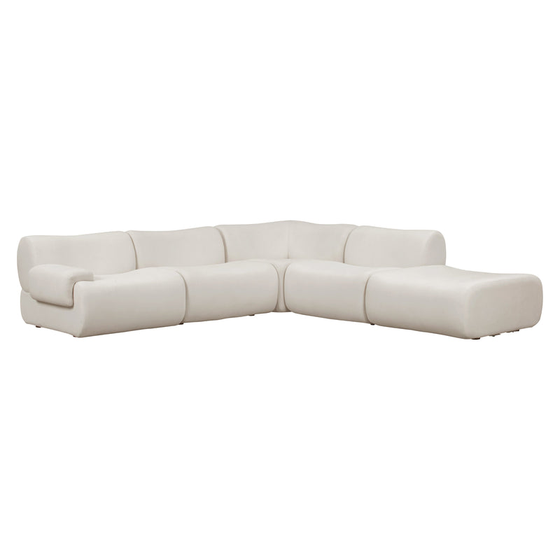 Zenith 5-Piece Contract-Grade Upcycled Fabric Modular Sectional - Cream / LAF