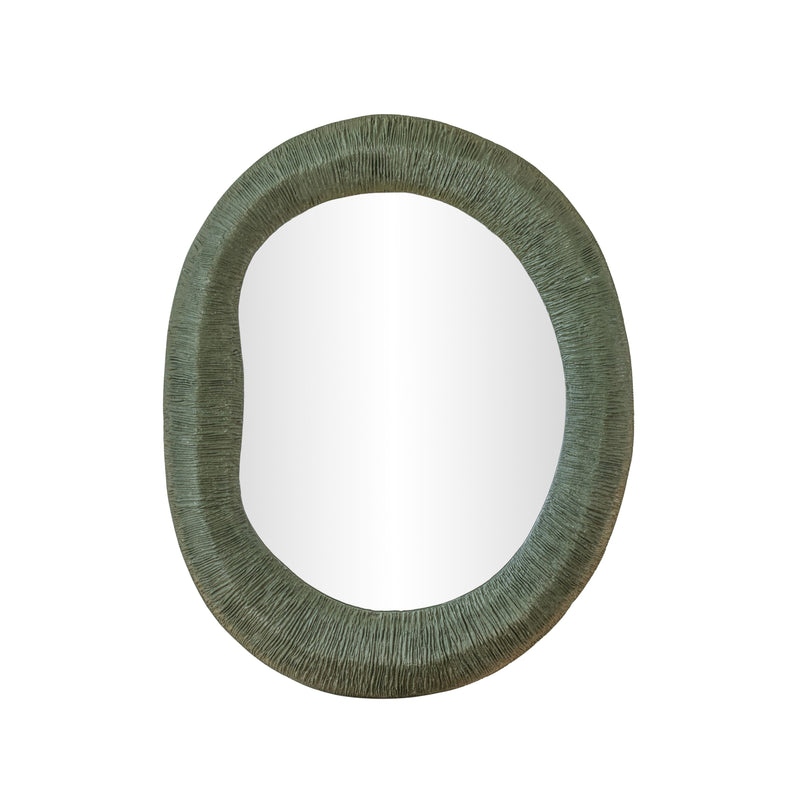 Orpheus 22"X28" Ribbed Forest Green Fiberglass Thick Wall Mirror