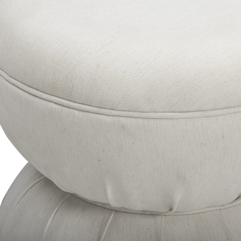 Tomlin Ruched Performance Fabric Game Ottoman - Cream