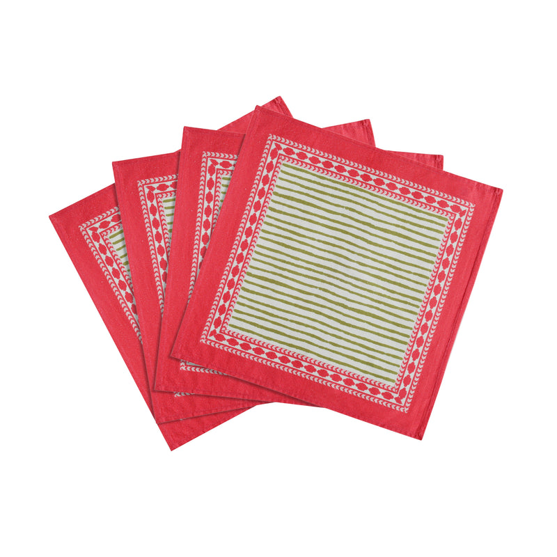 Crissy Cotton Canvas Printed Napkins - Set of 4 - Pink