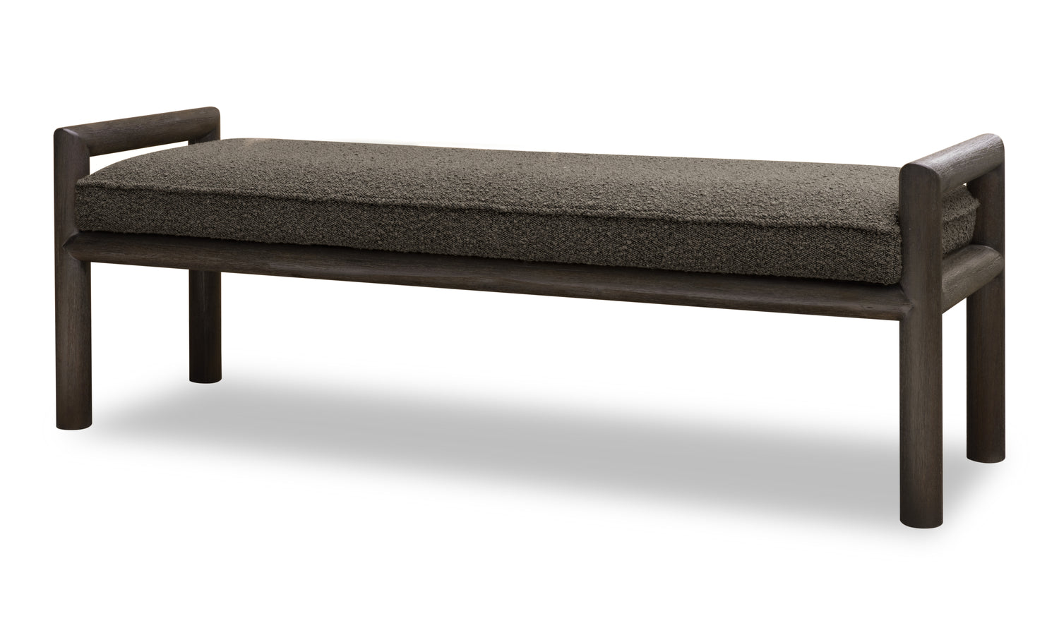Dorsey Boucle Upholstered Wooden Bench in Basalt Grey and Pumpernickel