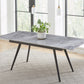 Lucia Extendable Stone Top Metal Leg Dining Table in Piedra and Black