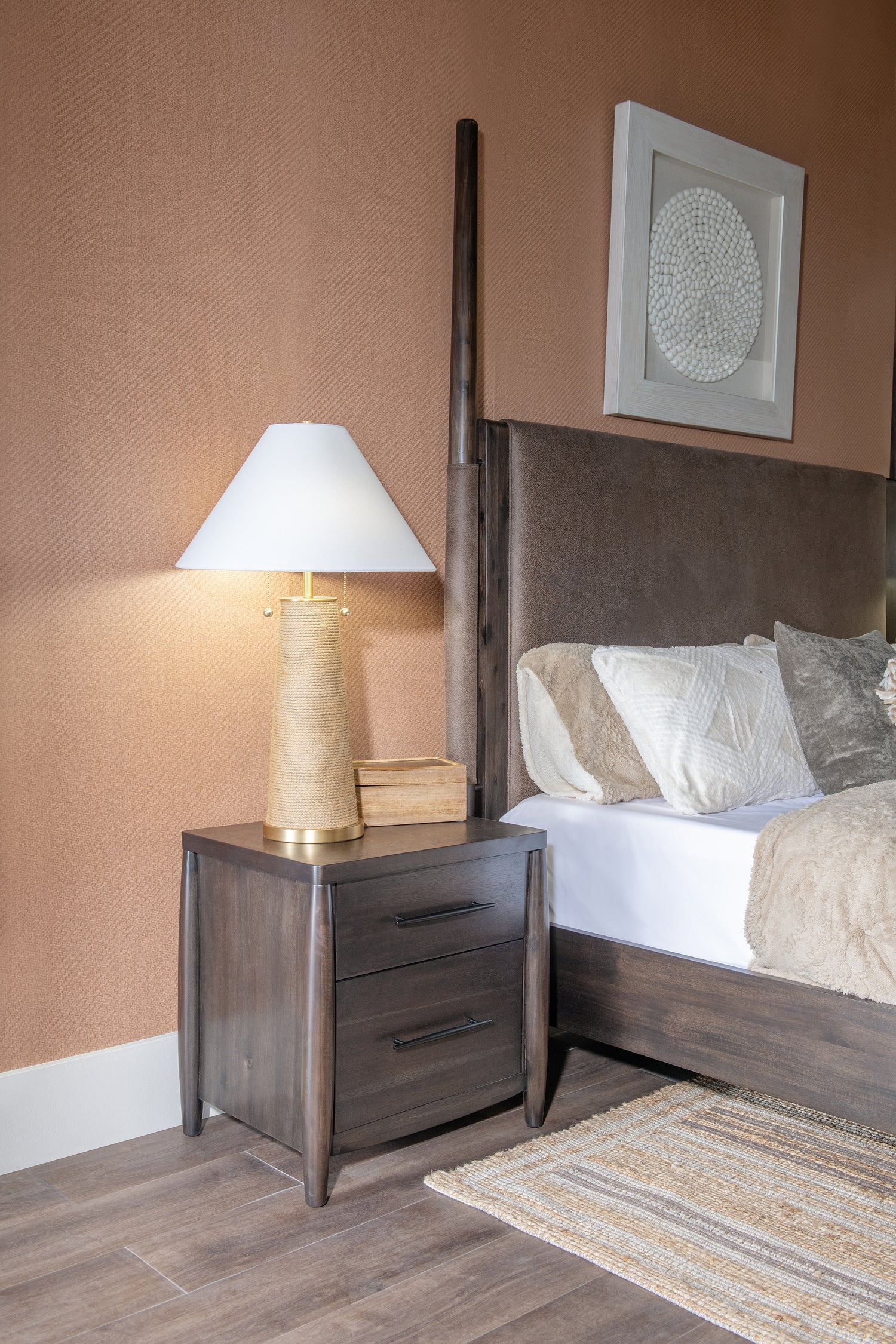 Koko Two Drawer Nightstand with Cord Management in Minx