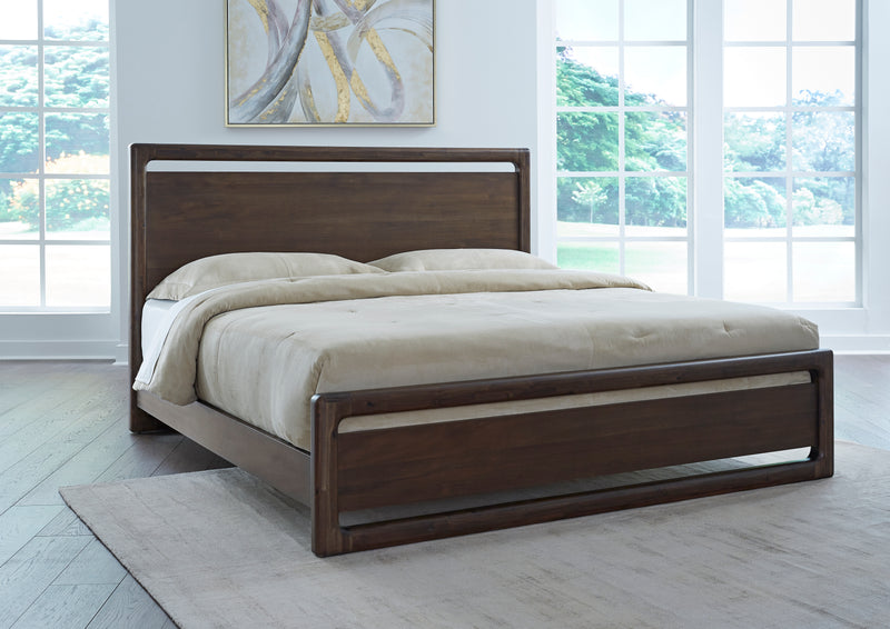 Sol California King-size Acacia Wood Platform Bed in Brown Spice