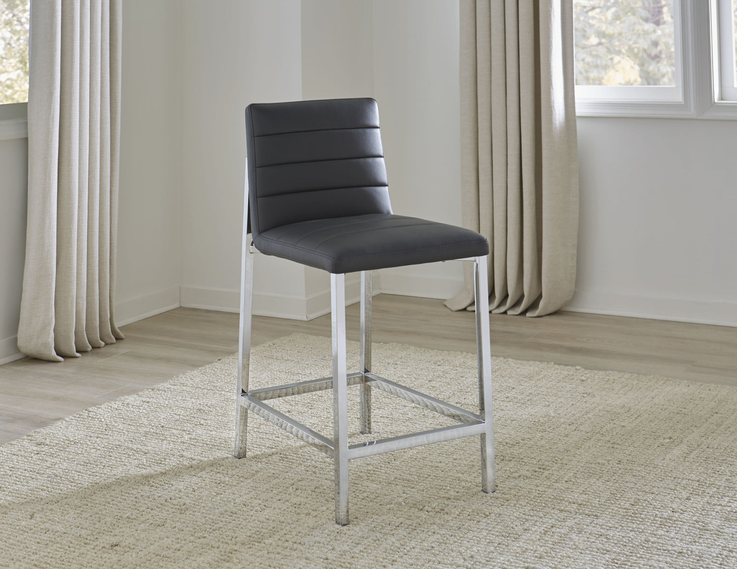 Amalfi Metal Back Bar Stool in Cobalt Leather