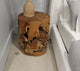 One Teak Slice Round End Table in Warm Teak