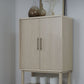 Zinnia Two Door Ash Wood Bar Cabinet in White Sand
