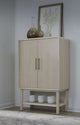 Zinnia Two Door Ash Wood Bar Cabinet in White Sand