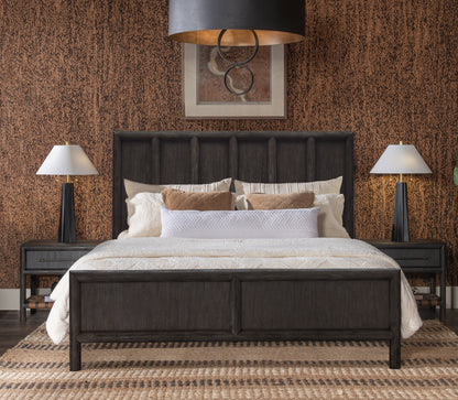Dorsey Wooden Panel Bed in Basalt Grey