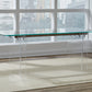 Moorea Double Pedestal Rectangular Dining Table in Clear Acrylic, Glass and Bronze Metal