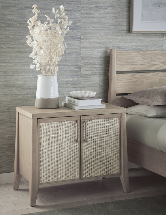 Sumire Two Door Ash Wood Bachelor Chest in Ginger and Natural Cane