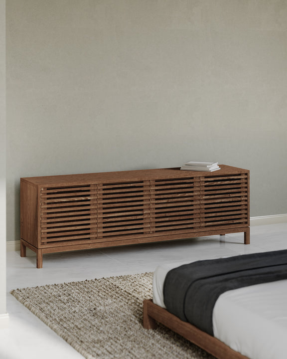 Tanner Four Door Solid Ash Media Console in Roux