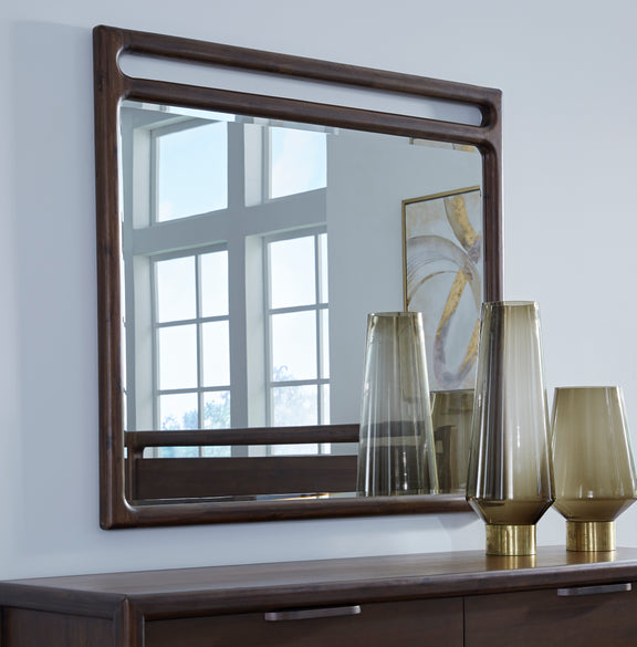 Sol Beveled Glass Wall or Dresser Mirror in Brown Spice
