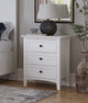Grace Three Drawer Nightstand in Snowfall White