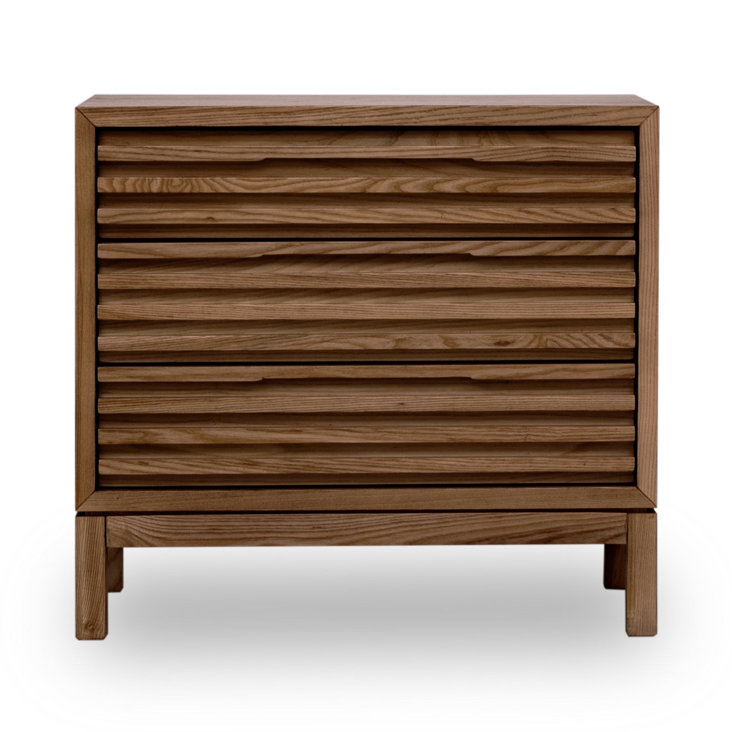 Tanner Three Drawer Ash Wood Nightstand in Roux
