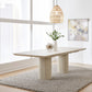 Cannon Stone Top Double Pedestal Extension Dining Table with Ivory Wood Base