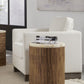 One Stone Wood Tile Round End Table in Onyx and Solid Teak