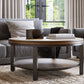 Canyon Solid Wood and Metal Round Coffee Table in Washed Grey