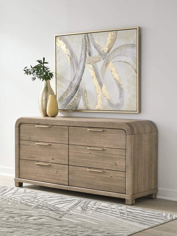 Kione Six Drawer Acacia Wood Dresser in Lioness