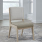 Zinnia Upholstered Dining Chair in White Sand, Buttermilk Leather and Dune Chenille