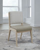 Zinnia Upholstered Dining Chair in White Sand, Buttermilk Leather and Dune Chenille