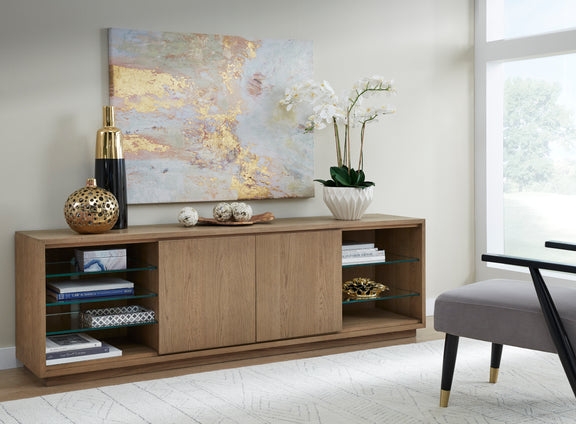 One Coastal Modern 84 inch TV Console in Bisque