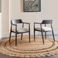 Amaroo Solid Mango Linen Upholstered Dining Arm Chair in Honey Date