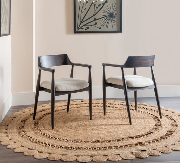 Amaroo Solid Mango Linen Upholstered Dining Arm Chair in Honey Date