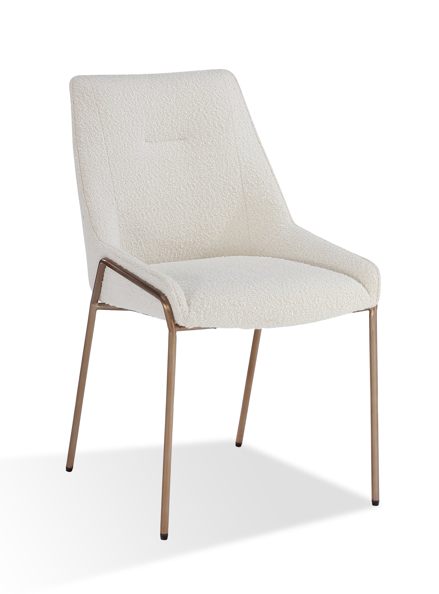 Cyrus Upholstered Dining Chair in Cottage Cheese Boucle and Brushed Bronze Metal