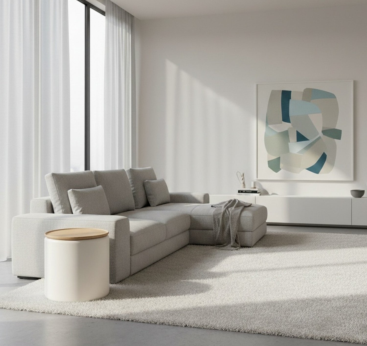 Oskar Lift Top Round End Table in Barley