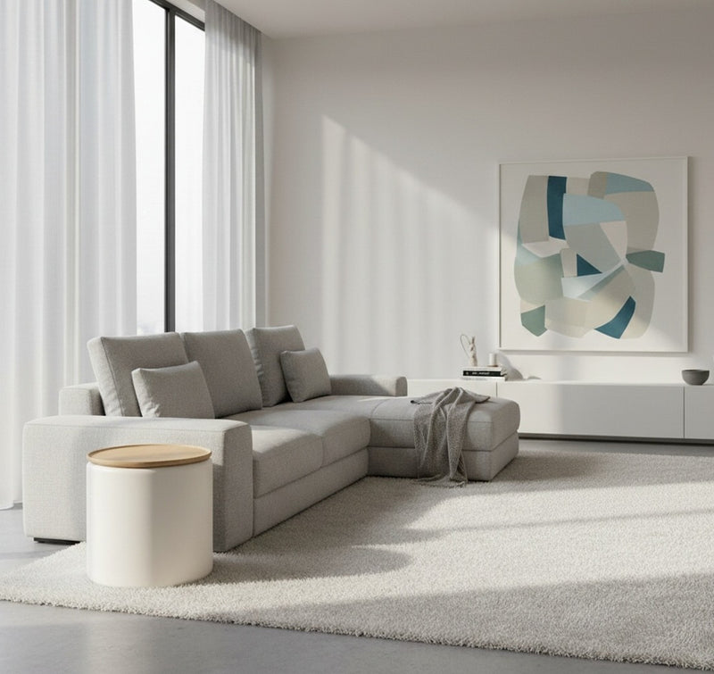 Oskar Lift Top Round End Table in Barley