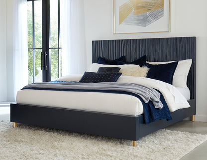 Argento Bed in Navy Blue and Burnished Brass