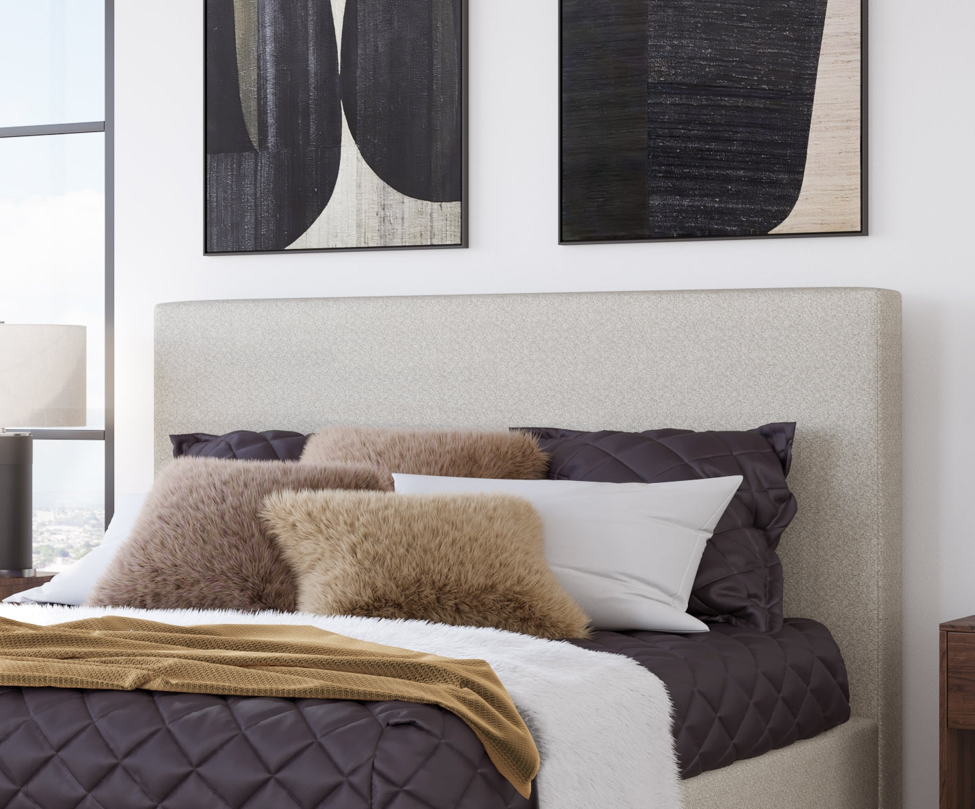 Olivia California King-Size Upholstered Headboard in Ivory (2026)