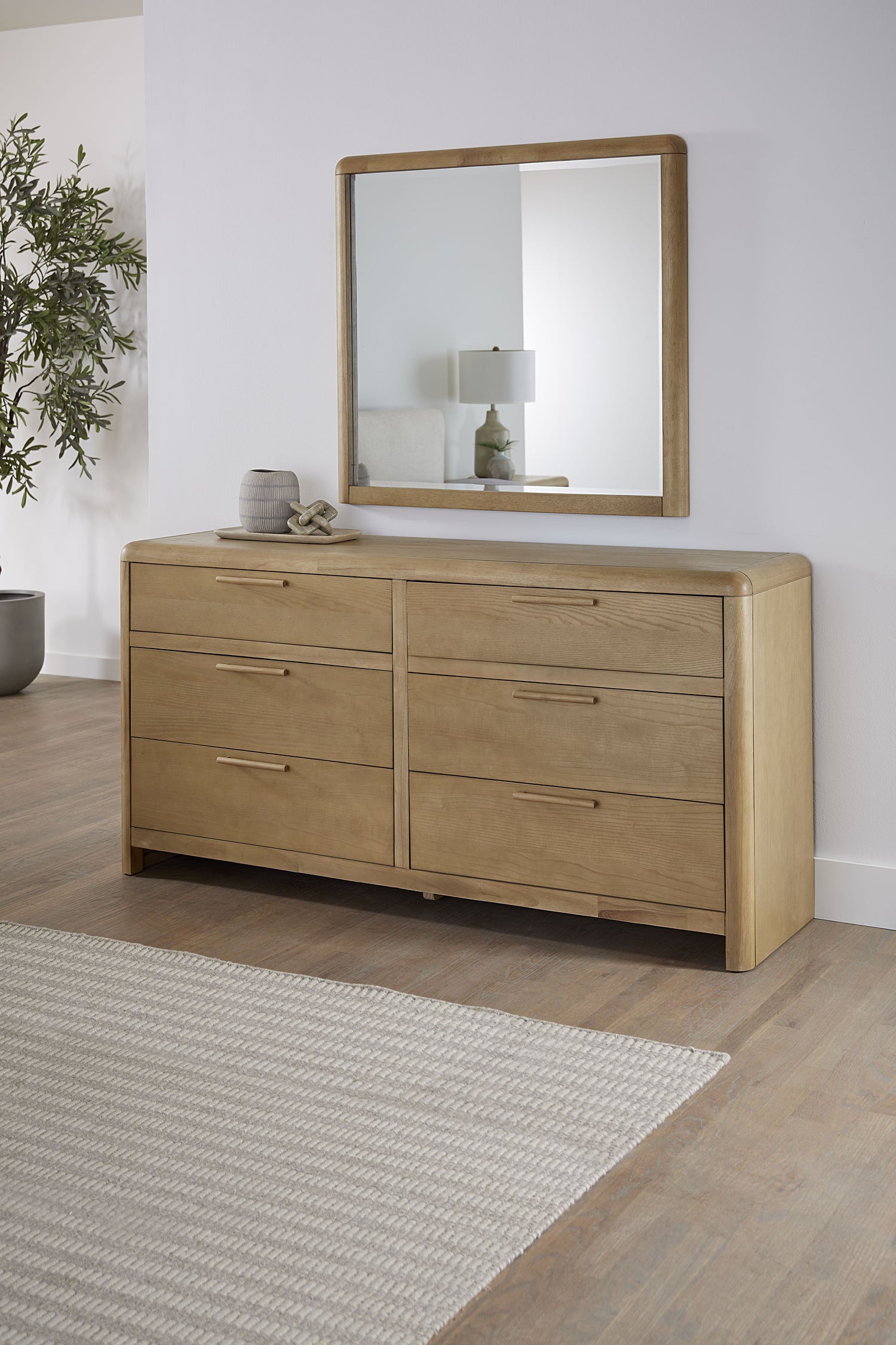 Furano Six Drawer Ash Wood Dresser in Ginger