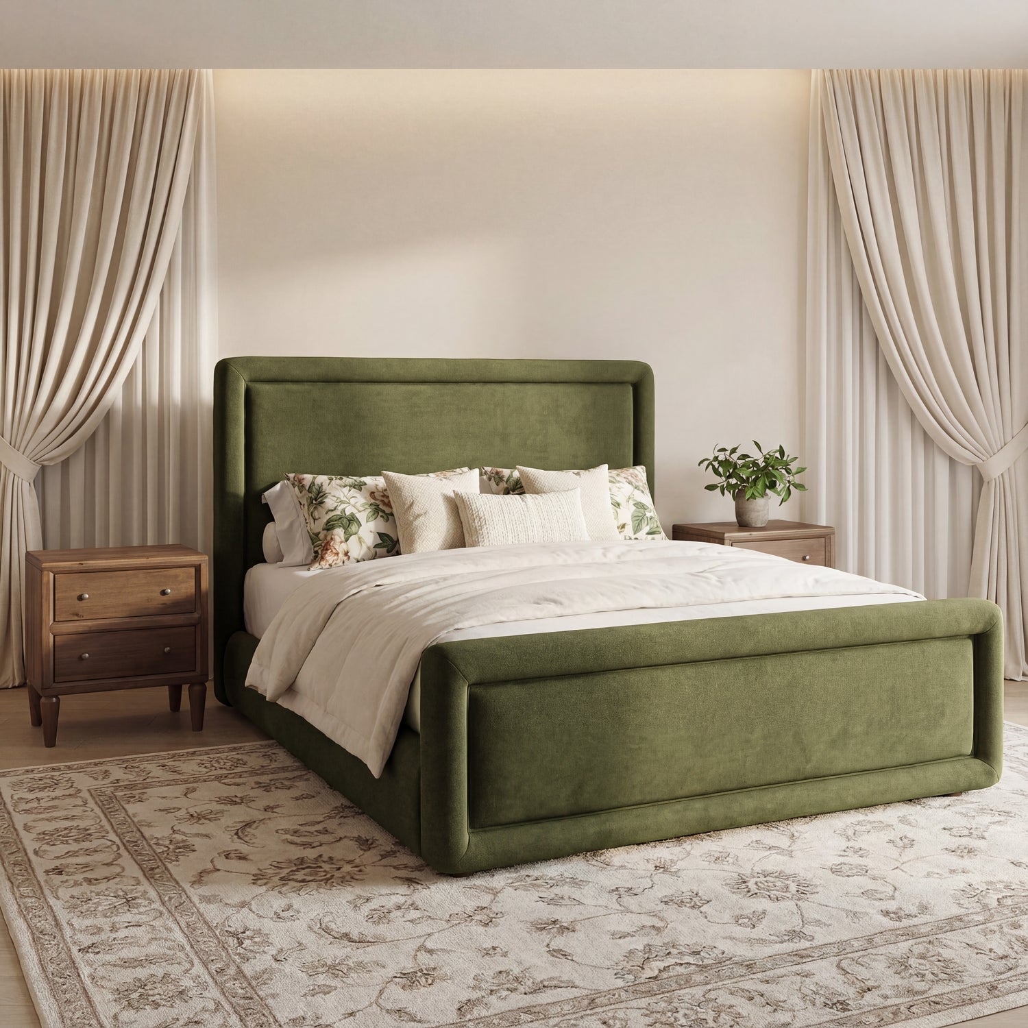 Summit Uph CKing Bed - Moss
