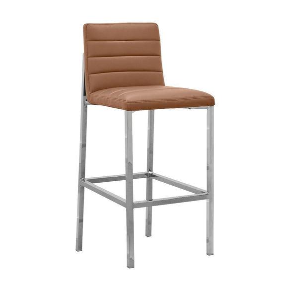 Amalfi Metal Back Bar Stool in Cognac Leather