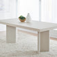 Caye Stone Top Double Pedestal Dining Table with Ivory Cement Base